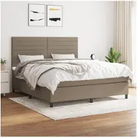vidaXL Boxspring met matras stof taupe 200x200 cm