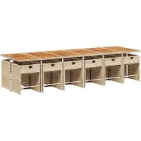 vidaXL 13-delige tuinset met kussens, beige, van polyrotan