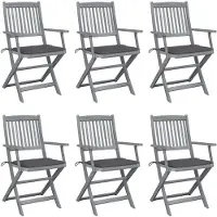 vidaXL Inklapbare stoelen 6 st met kussens massief acaciahout