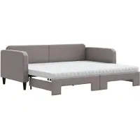 vidaXL Slaapbank met onderschuifbed en matrassen 90x200 cm stof taupe