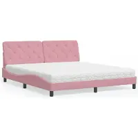 vidaXL Bed met matras fluweel roze 180x200 cm