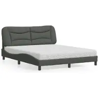 vidaXL Bed met matras "Hvar" stof donkergrijs 160x200 cm