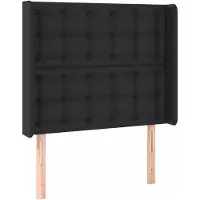 vidaXL Hoofdbord met randen 83x16x118/128 cm kunstleer zwart