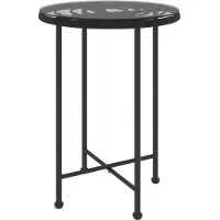 vidaXL Eettafel Ø55 cm gehard glas en staal zwart