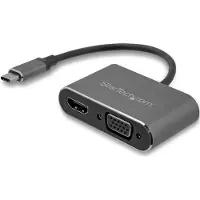 StarTech.com USB-C multiport AV-adapter - Videouitgangen VGA / HDMI 4K 30 Hz - Ruimteschrootgrijs - Ingebouwd kabel (CDP2HDVGA)