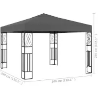 vidaXL Paviljoen, 3x3 meter, antraciet, met stoffen bekleding