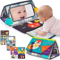 MontiPlay Buikligtrainer Baby - Knisperboekje Baby - Montessori Speelgoed - Educatief Speelgoed - Tummy Time - Sensorisch - Speelmat