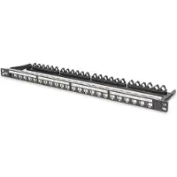 Digitus Modulaire, afgeschermde patchpanel 24 poorten IN-schrijfzone 0.5 UH Rackmontage Zwart RAL 9005