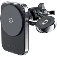 Acefast Autosteun Acefast D18 met interne MagSafe/Qi + USB-A USB-C kabel - nero, Smartphonehouder, Zwart