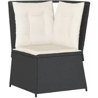 vidaXL Tuinhoekbank met kussens poly rattan zwart