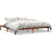 vidaXL Massief houten bed zonder matras, wasbruin, 200x200 cm, van grenenhout