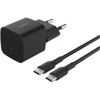 Belkin Chargeur secteur USB-C BoostCharge 25 W Noir pour Smartphone et Tablette + câble USB-C vers USB-C 1 m
