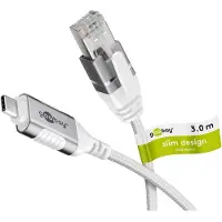 Goobay USB-C naar RJ45 LAN kabel | Slimline | USB3.0 | CAT6 | wit | 3 meter