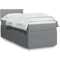 vidaXL Boxspringbed met matras, lichtgrijs, 90x190 cm, gestoffeerd
