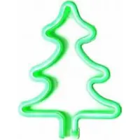 Forever Neon LED Kerstboom/Denboom, groen, kerst, ster, raamdecoratie, werkt op USB en batterijen, kerstdecoratie