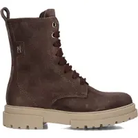 Tommy Hilfiger suède enkelboots met profielzool - donkerbruin - maat 33