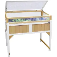 Axi kweektafel van hout met gronddoek & broeikas | Moestuintafel / moestuinbak voor buiten / tuin / balkon / terras / kas