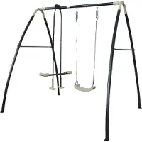 Axi Schommel set met frame van metaal in zwart & crème | Schommelset voor 3 kinderen met enkele schommel & duo-schommel | Schommel voor buiten / tuin