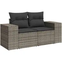 vidaXL 5-delige Loungeset met kussens poly rattan grijs