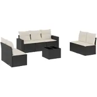 vidaXL 8-delige tuinmeubelset met kussens, zwart, polyrotan