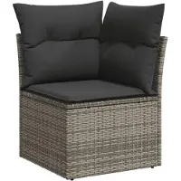 vidaXL 8-delige tuinmeubelset met kussens, grijs, polyrotan