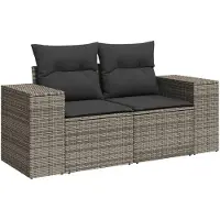 vidaXL 6-delige tuinmeubelset met kussens, grijs, polyrotan