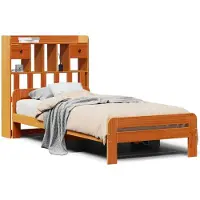 vidaXL Bed met boekenkast zonder matras grenenhout wasbruin 75x190 cm