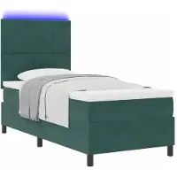 vidaXL LED Box Spring Bed Donkergroen 90 x 190 cm Fluweel