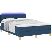 vidaXL Boxspringbed met matras en hoofdeinde, blauw, 140 x 190 cm, stof