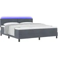 vidaXL LED boxspringbed met hoofdeinde, donkergrijs, 180 x 200 cm, fluweel