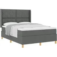vidaXL Boxspring bed met hoofdeinde Donkergrijs 140 x 190 cm Stof