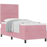 vidaXL Boxspringbed met matras en hoofdeinde, roze, 80 x 200 cm, fluweel