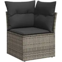vidaXL 9-delige Loungeset met kussens poly rattan grijs