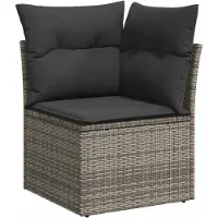 vidaXL 9-delige tuinmeubelset met kussens, grijs, polyrotan