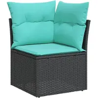 vidaXL 9-delige tuinmeubelset met kussens, zwart, polyrotan