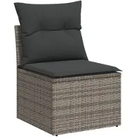 vidaXL 7-delige tuinmeubelset met kussens, grijs, polyrotan