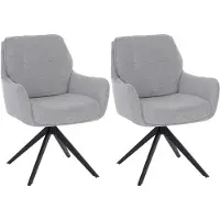 Mendler Set van 2 eetkamerstoelen HWC-Q37, draaibare keukenstoel met automatische terugdraaimechanisme, stof (680g/m²) chenille, metaal, lichtgrijs