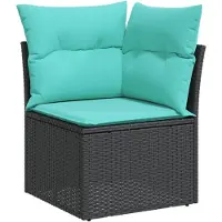 vidaXL 7-delige tuinmeubelset met kussens, zwart, polyrotan