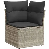 vidaXL Tuinhoekbank met kussens poly rattan lichtgrijs