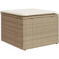 vidaXL Tuinkruk met kussen 55x55x37 cm poly rattan beige