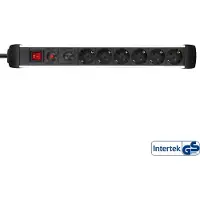 InLine contactdoos aluminium, 6-voudig aardingscontact+oversp.+schakelaar,1,5m