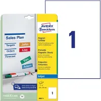 Avery Zweckform AVERY Magneetetiketten J8867-5 A4 Wit 210 x 297 mm 5 Vellen à 1 Etiketten