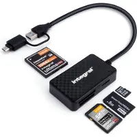 Integral Kaartlezer USB-A Male USB-C Male 0,3 m Zwart
