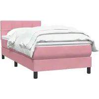 vidaXL Boxspring met matras fluweel roze 80x220 cm