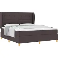 vidaXL Boxspring bed met hoofdeinde Donkerbruin 200 x 180 cm Stof