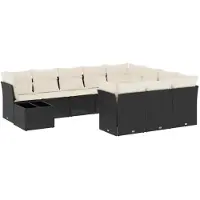 vidaXL 11-delige Loungeset met kussens poly rattan zwart