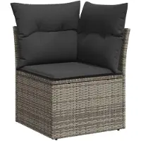 vidaXL 11-delige loungeset voor de tuin met kussens, grijs, polyrotan