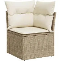 vidaXL 5-delige Loungeset met kussens poly rattan beige
