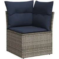 vidaXL 13-delige loungeset voor de tuin met kussens, grijs, polyrotan