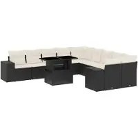 vidaXL 11-delige Loungeset met kussens poly rattan zwart